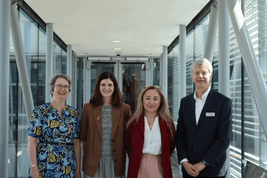Diamond Head of Industrial Liaison Elizabeth Shotton; French Minister Delegate for artificial intelligence and digital affairs Clara Chappaz; Under-Secretary of State for AI and Digital Government Feryal Clark; and Diamond CEO Gianluigi Botton.